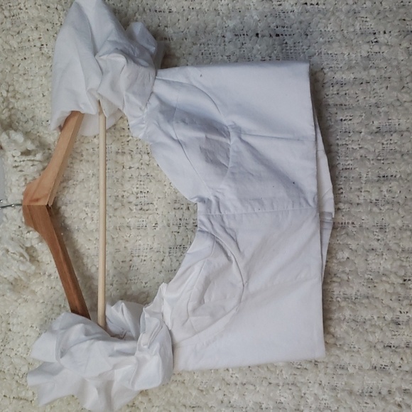 Zara white boustier corset crop top with puffy sleeves large - Picture 1 of 1